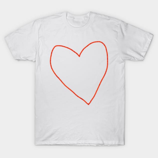 Red Heart Line Drawing T-Shirt by ellenhenryart